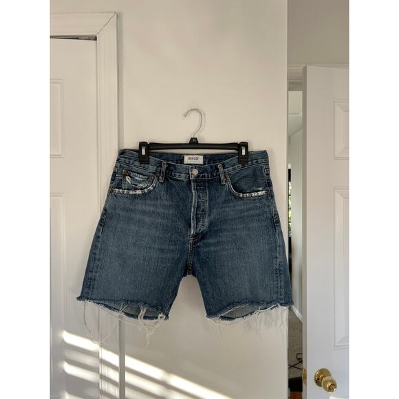 Agolde Pants - AGOLDE Rumi Midrise Medium Wash 100% Cotton Cut Off Raw Hem Short $138 MSRP